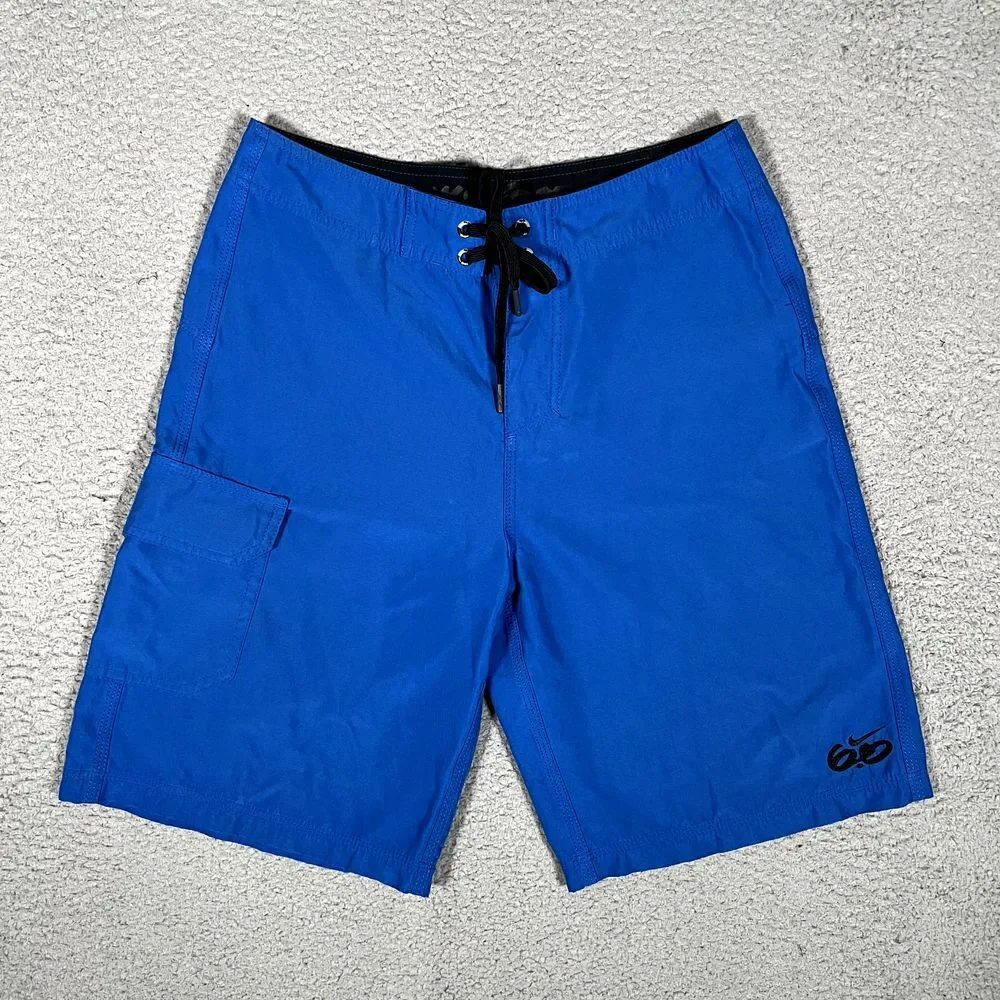 Nike 6.0 Shorts Mens 29 Blue Lightweight Swim Beach Surf Boardshorts Pocket Logo